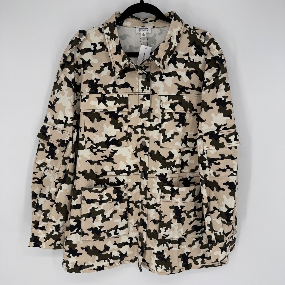JENNY LINNNN THE DROP OVERSIZED CAMOUFLAGE PRINT CARGO JACKET NWT XL CAMO CASUAL